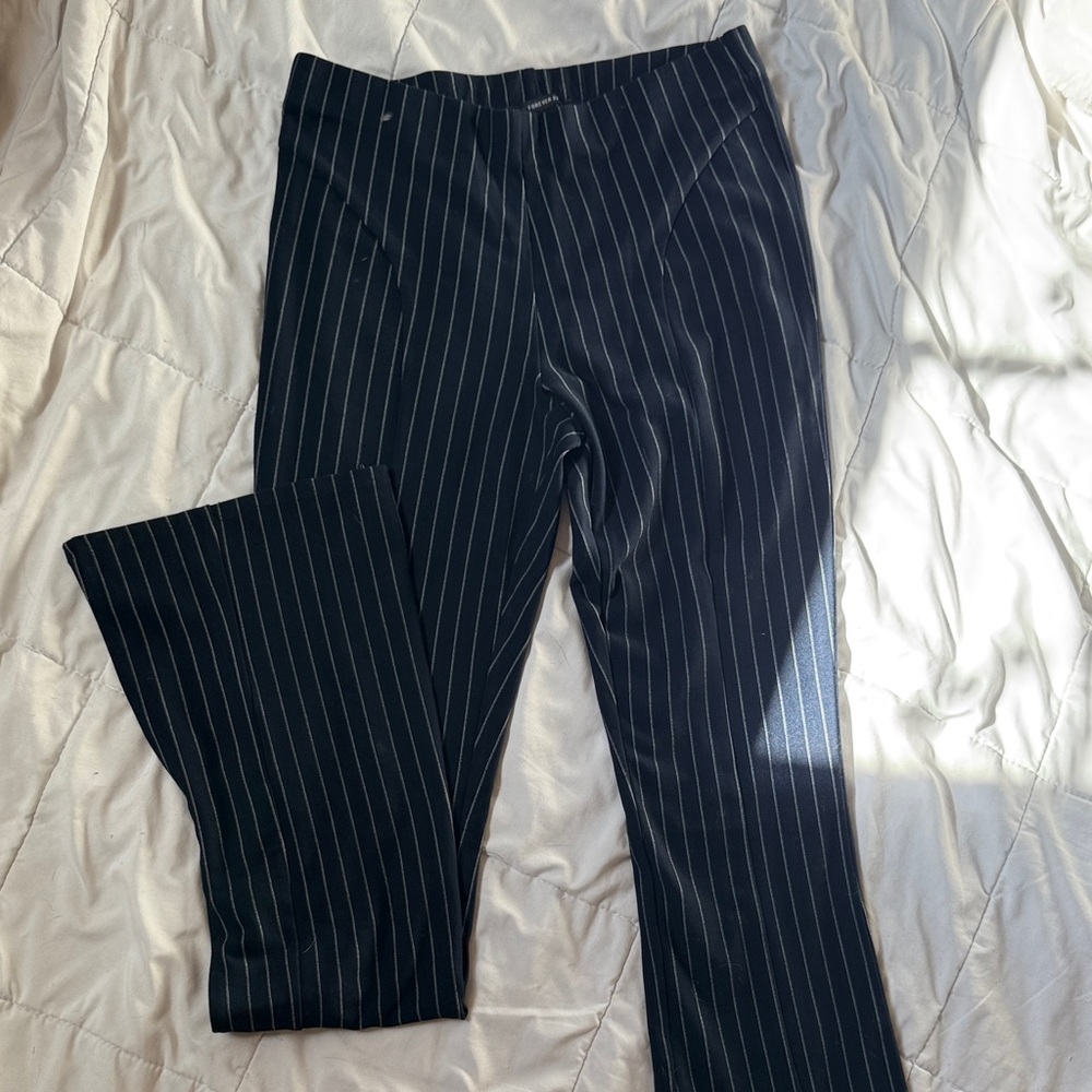 Forever 21 dark blue Pinstripe Boot Cut Pants